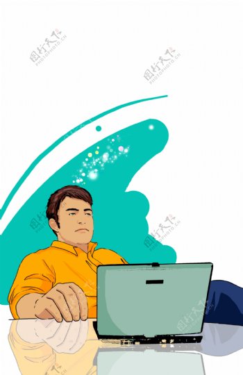 电脑旁的男人漫画
