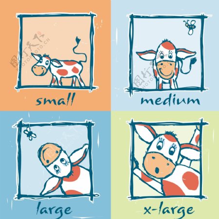 印花矢量图可爱卡通卡通动物牛文字免费素材