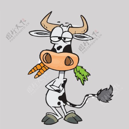 印花矢量图卡通动物牛奶牛免费素材