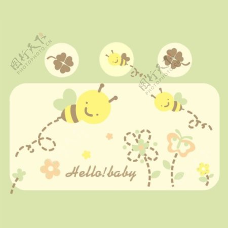 印花矢量图可爱卡通卡通动物蜜蜂蝴蝶免费素材