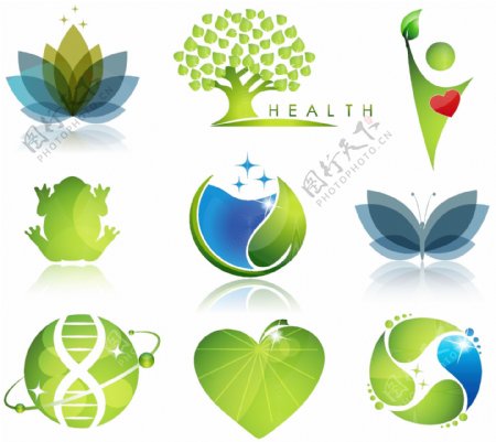 美容健康绿色环保图标图片