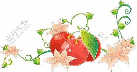 印花矢量图优雅植物水果玫瑰花藤条免费素材