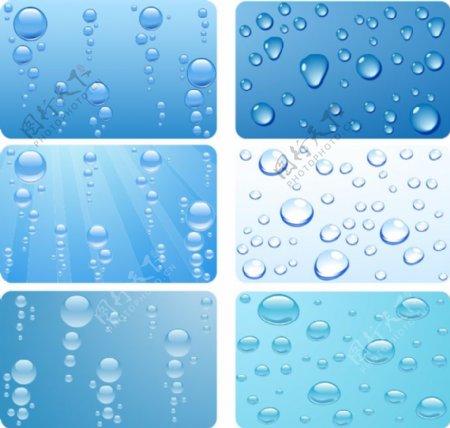 6款透明水滴背景矢量素材