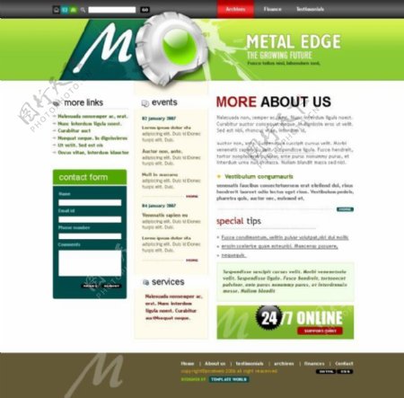 绿色背景网页psd模板