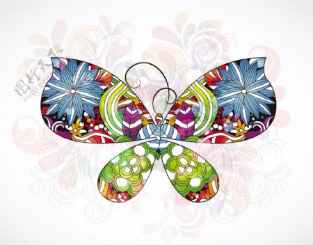 矢量彩色抽象的花蝴蝶