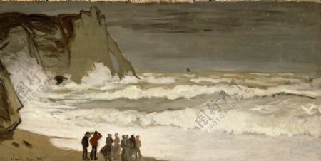 RoughSeaatEtretat18681869法国画家克劳德.莫奈oscarclaudeMonet风景油画装饰画