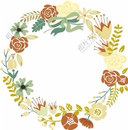 秋花的框架集可爱的复古的花的形状设置联合国环完美的婚礼请柬和生日卡片