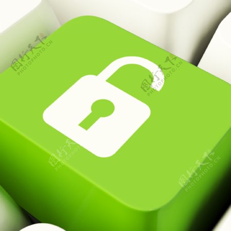 打开锁中电脑钥匙绿色显示访问或保护
