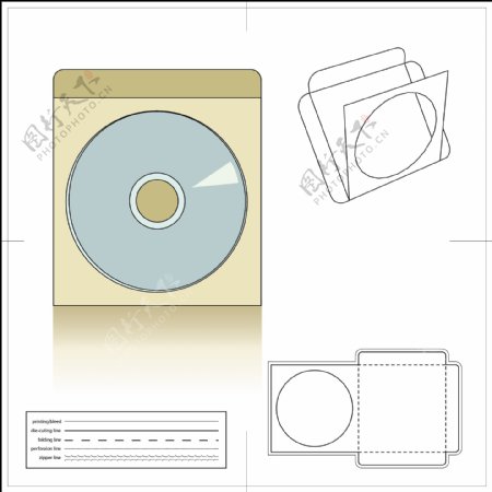 简洁CD包装模板含刀模