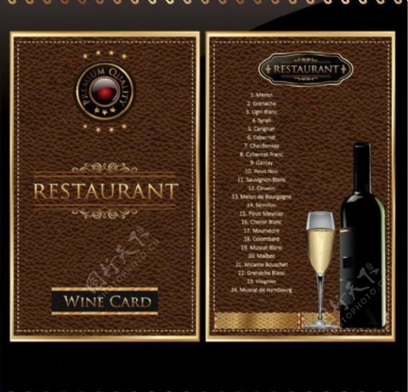 酒吧红酒葡萄酒菜单图片