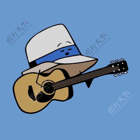 印花矢量图卡通生活元素帽子吉他免费素材