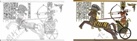 手绘的战士的古埃及矢量素材