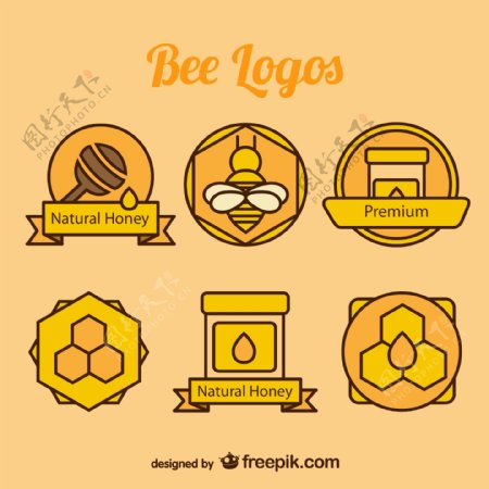 蜂蜜元素标志矢量素材