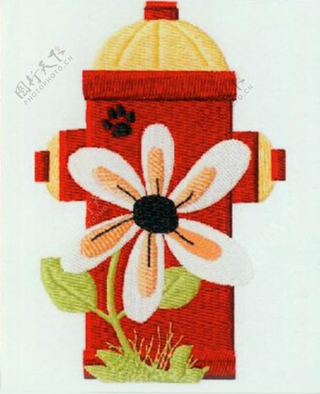 绣花花朵消防栓免费素材