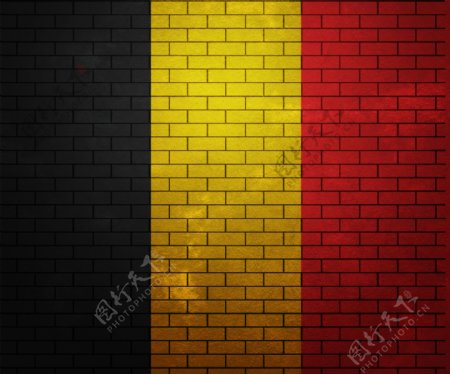 比利时在砖墙上的旗帜