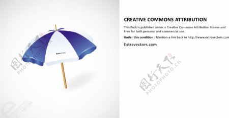 蓝色和白色的伞矢量图形