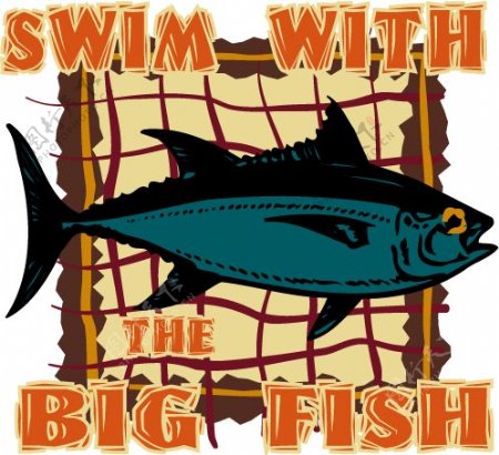位图T恤图案动物海洋动物金枪鱼免费素材