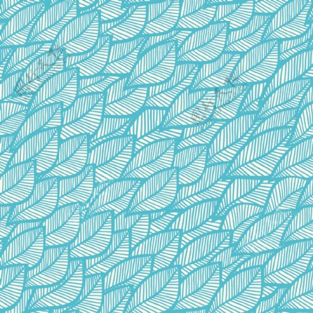 矢量纹理无缝冬季蓝色主题叶