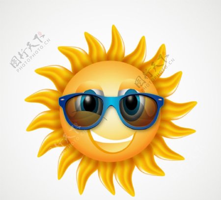 卡通戴墨镜的太阳太阳公公图片