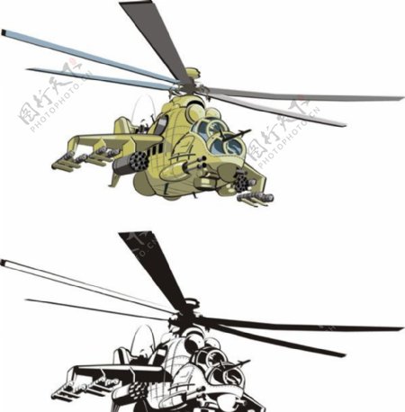 战斗直升机矢量图图片