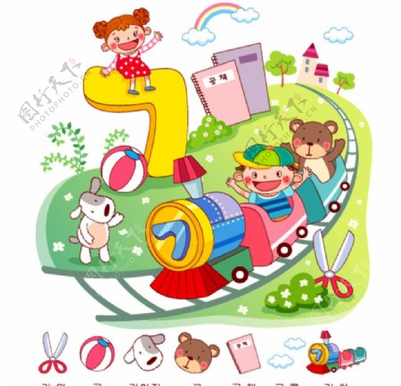 儿童可爱火车素材图片