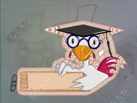 卡通眼镜鸡logo矢量图图片