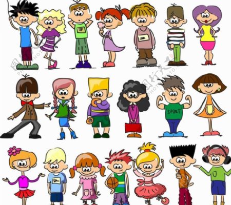 快乐卡通儿童表情动作图片