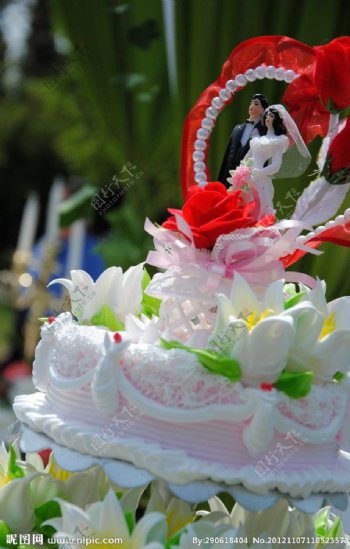 蛋糕鲜花装饰图片