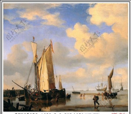 落潮的荷兰船只图片