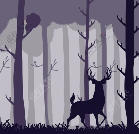 矢量森林里的鹿图片
