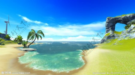 夏日椰岛风景图片