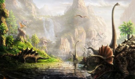 远古时代恐龙CG场景图片