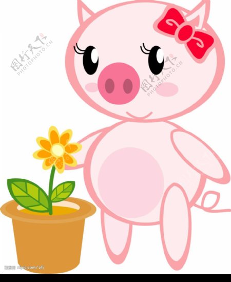 可爱卡通小猪小花图片