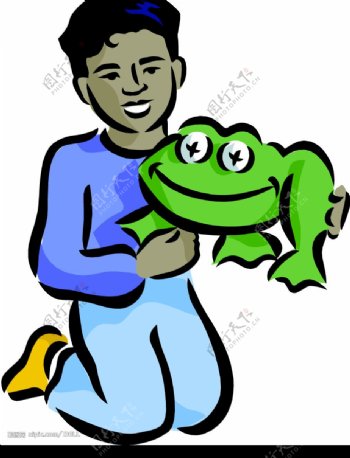 儿童与青蛙图片