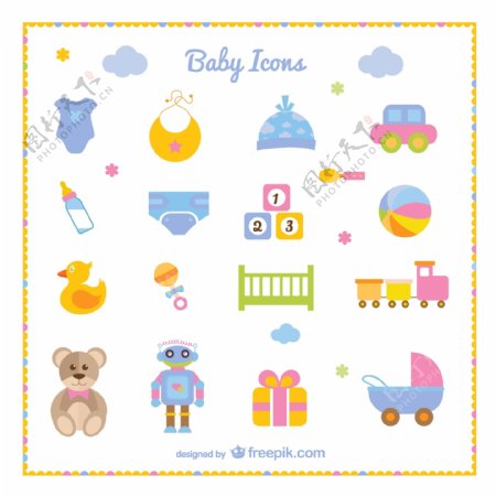 16款婴儿玩具图标矢量素材图片