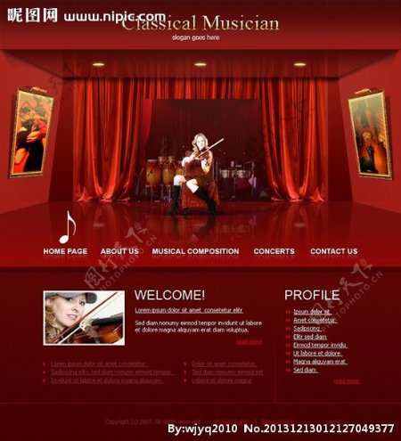 欧洲古典音乐网站模板图片