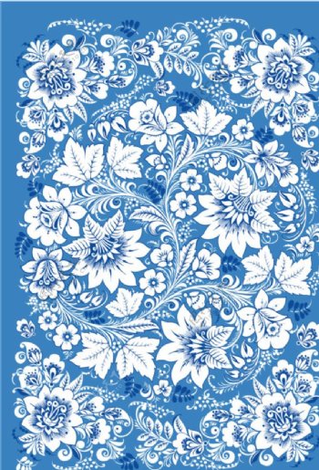 蓝色传统花纹背景图片