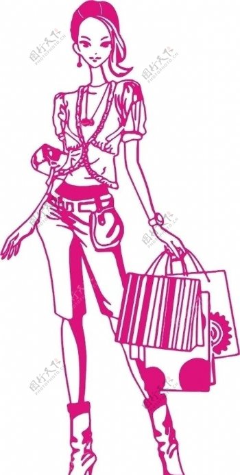 女人购物图图片