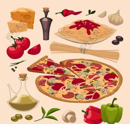 意大利快餐矢量素材图片