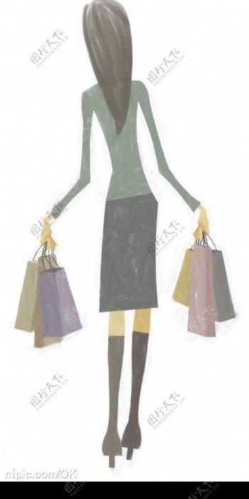 提购物袋女性背影图片