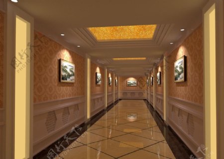 酒店过道模型带灯光和材质图片