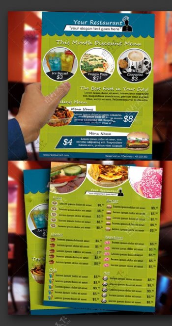 绿色快餐店菜单设计psd模板图片