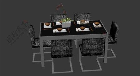 餐桌椅组合3d模型图片
