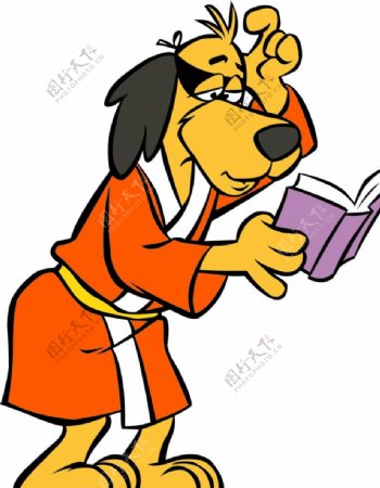 卡通狗在看书图片