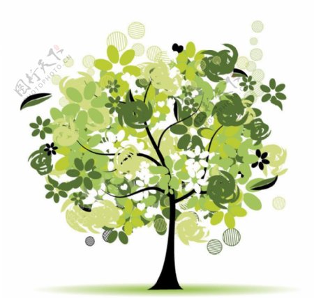 绿色花纹树木图片
