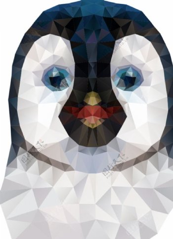 企鹅晶格化卡通扁平化图片