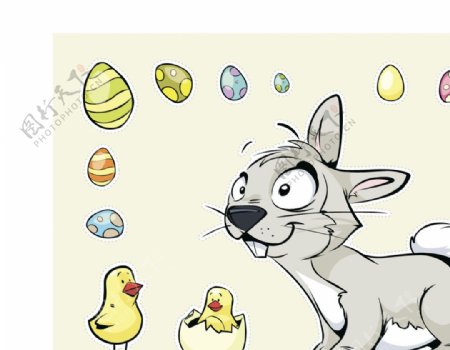复活节兔子和小鸡图片