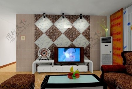 家装客厅及背景3D效果图图片