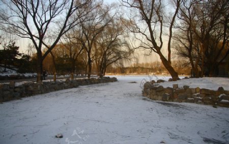 圆明园雪景图片