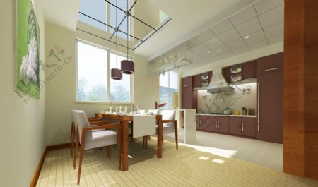 现代风格家装设计厨房餐厅效果图图片